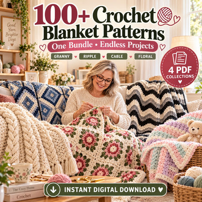 100+ Crochet Blanket Patterns Bundle PDF