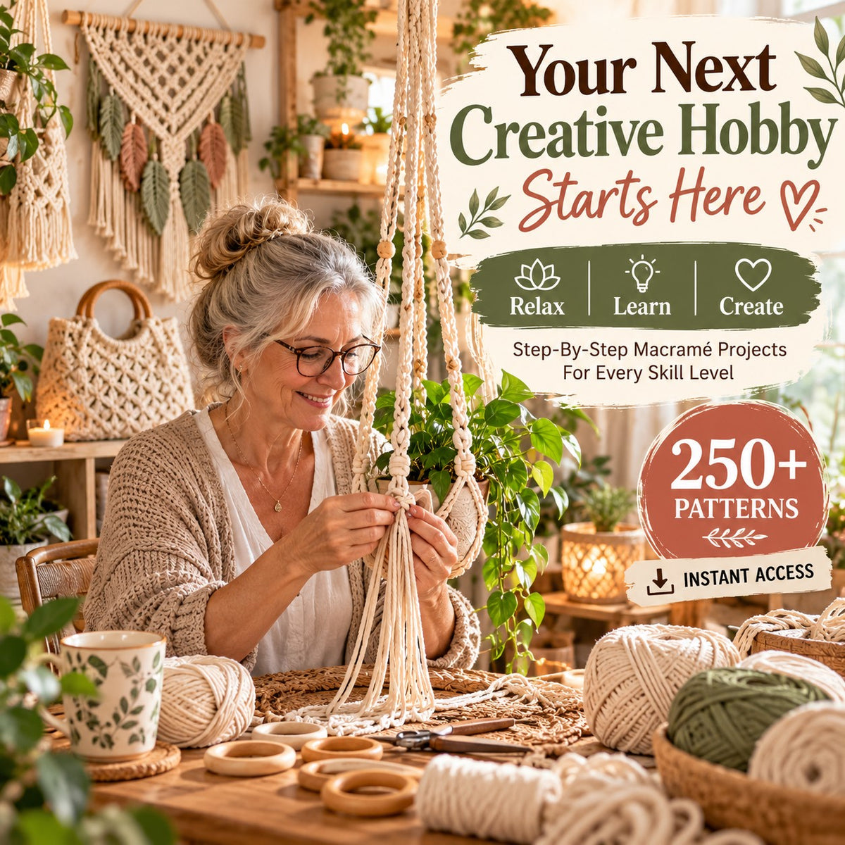 250+ Macramé Patterns Bundle – Beginner to Advanced PDF