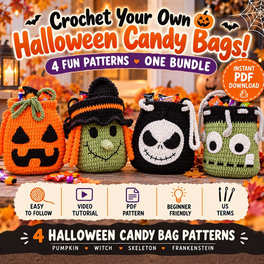 4 Halloween Candy Bag Crochet Patterns - crochetnook.net