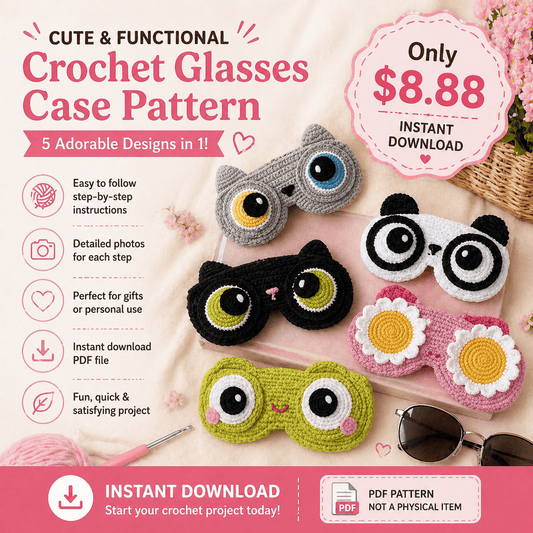5-in-1 Crochet Glasses Case Pattern PDF - crochetnook.net