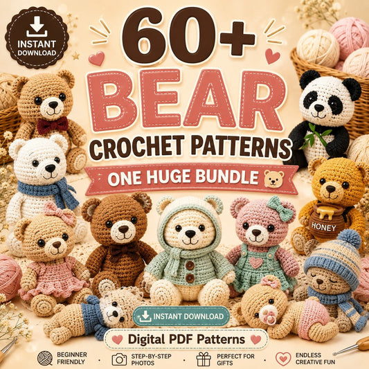 60 + Teddy Bear Crochet Patterns – Amigurumi Mega Bundle PDF - crochetnook.net