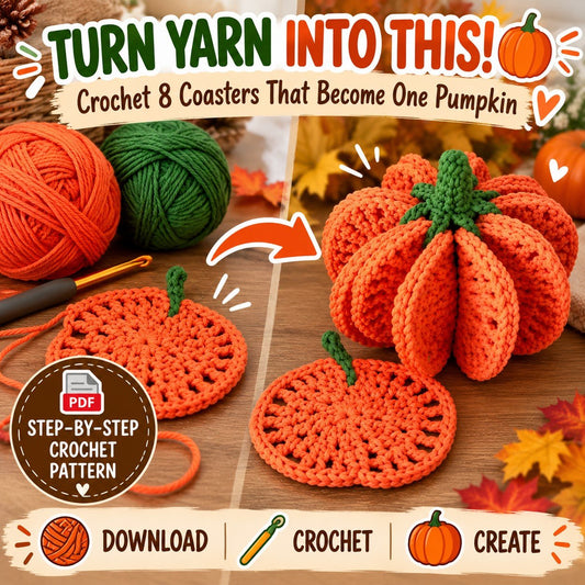 8-in-1 Pumpkin Coaster Crochet Pattern PDF - crochetnook.net