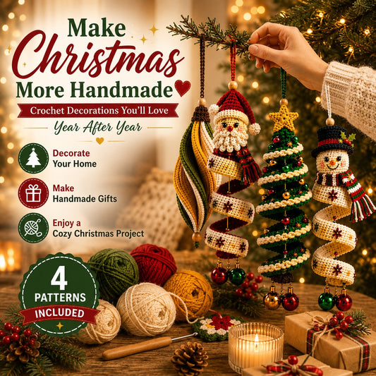 4-in-1 Crochet Christmas Hanging Decorations PDF Pattern