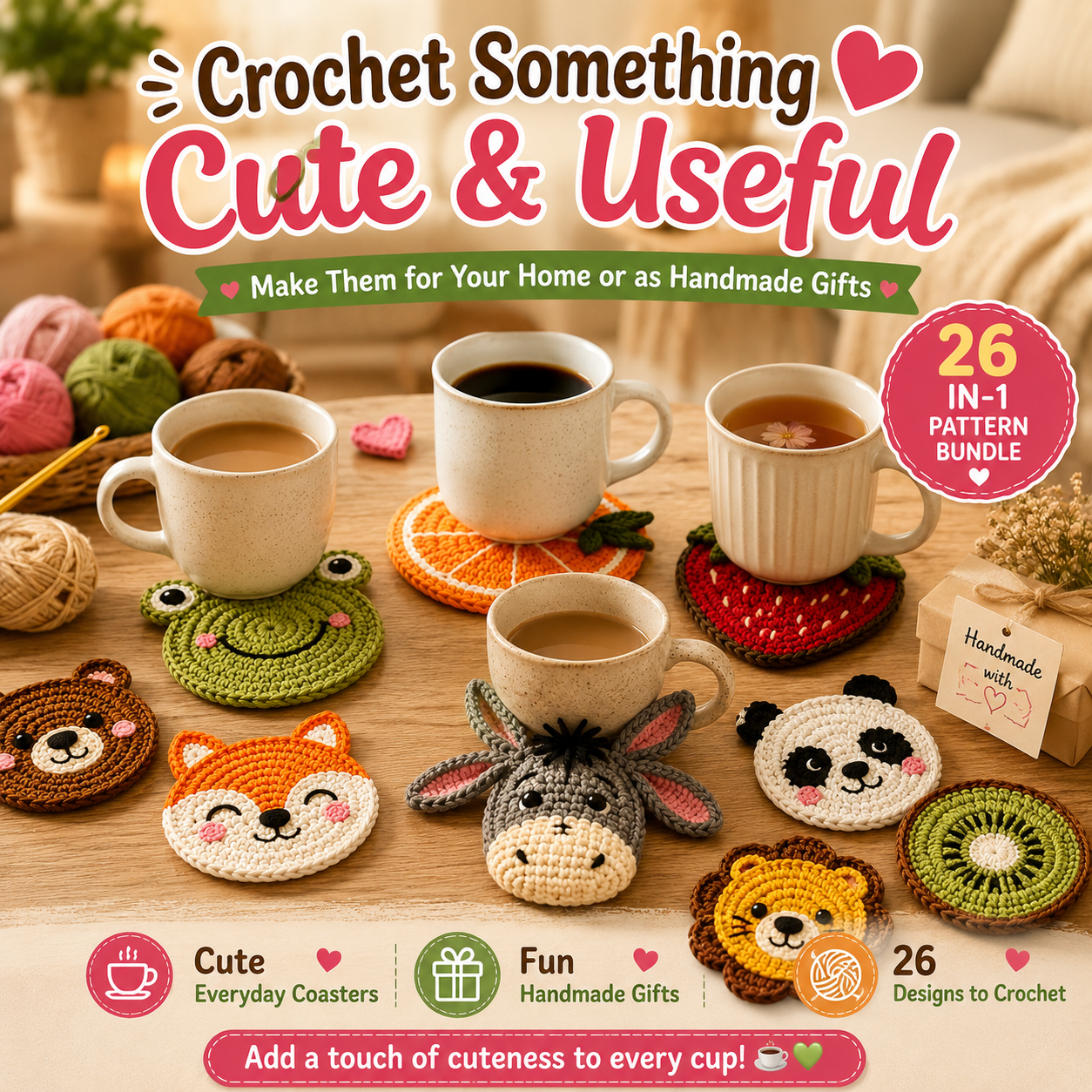 26-in-1 Crochet Coaster Pattern Bundle