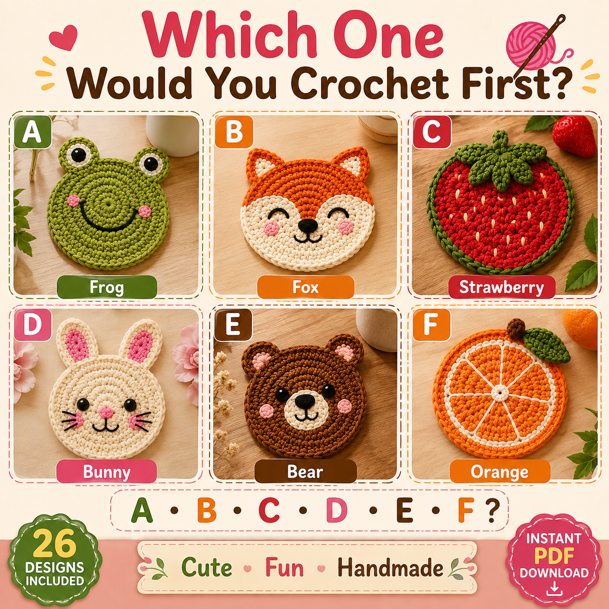 26-in-1 Crochet Coaster Pattern Bundle