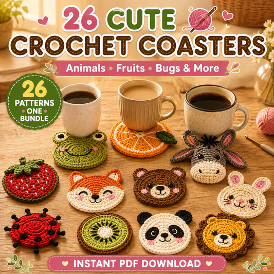 26-in-1 Crochet Coaster Pattern Bundle