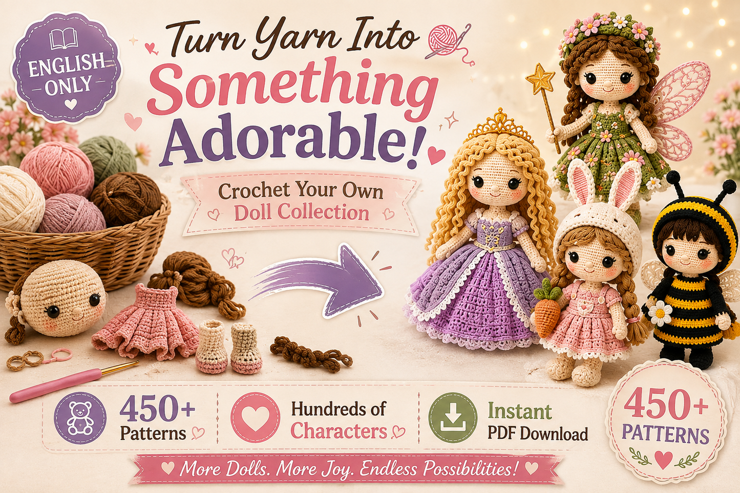 450+ Crochet Doll Patterns Bundle – Amigurumi PDF Collection