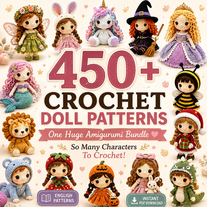 450+ Crochet Doll Patterns Bundle – Amigurumi PDF Collection