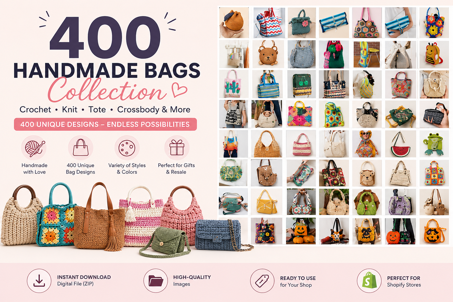 400+ Crochet Bag Patterns Bundle