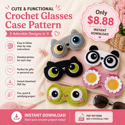 5-in-1 Crochet Glasses Case Pattern PDF