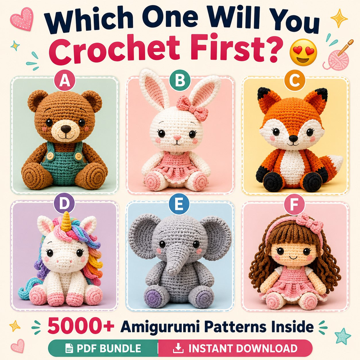 5000+ Amigurumi Crochet Patterns – PDF Bundle