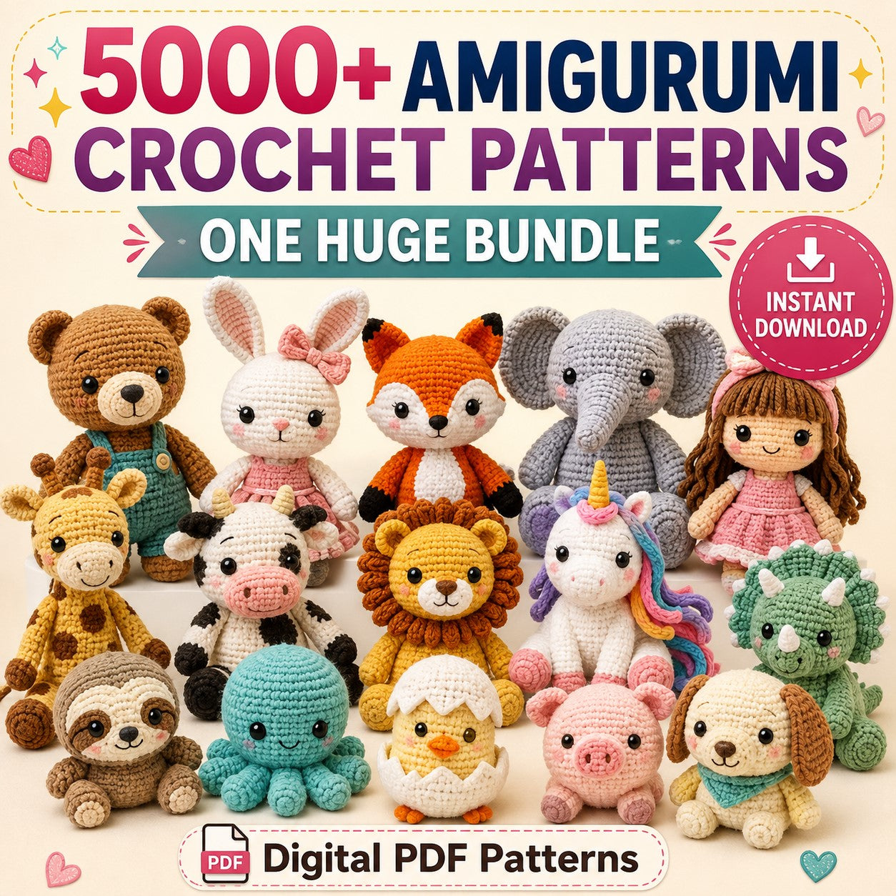 5000+ Amigurumi Crochet Patterns – PDF Bundle