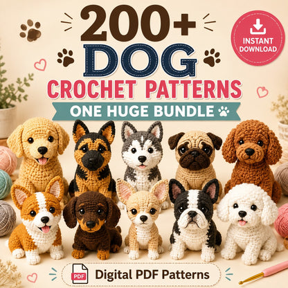 200+ Dog Amigurumi Crochet Patterns – PDF Bundle