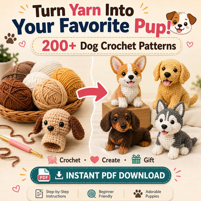 200+ Dog Amigurumi Crochet Patterns – PDF Bundle