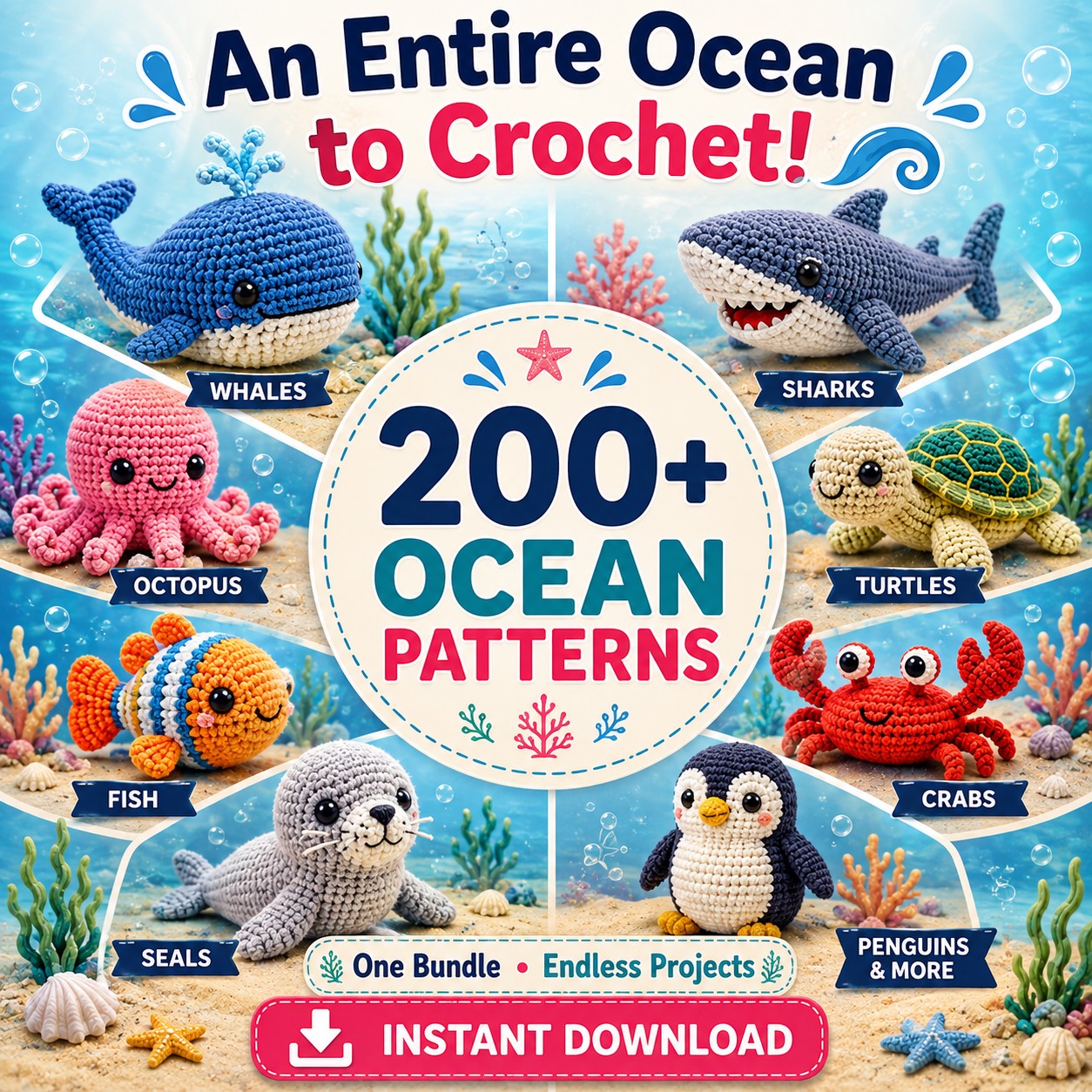 200 + Ocean Amigurumi Patterns (PDF)