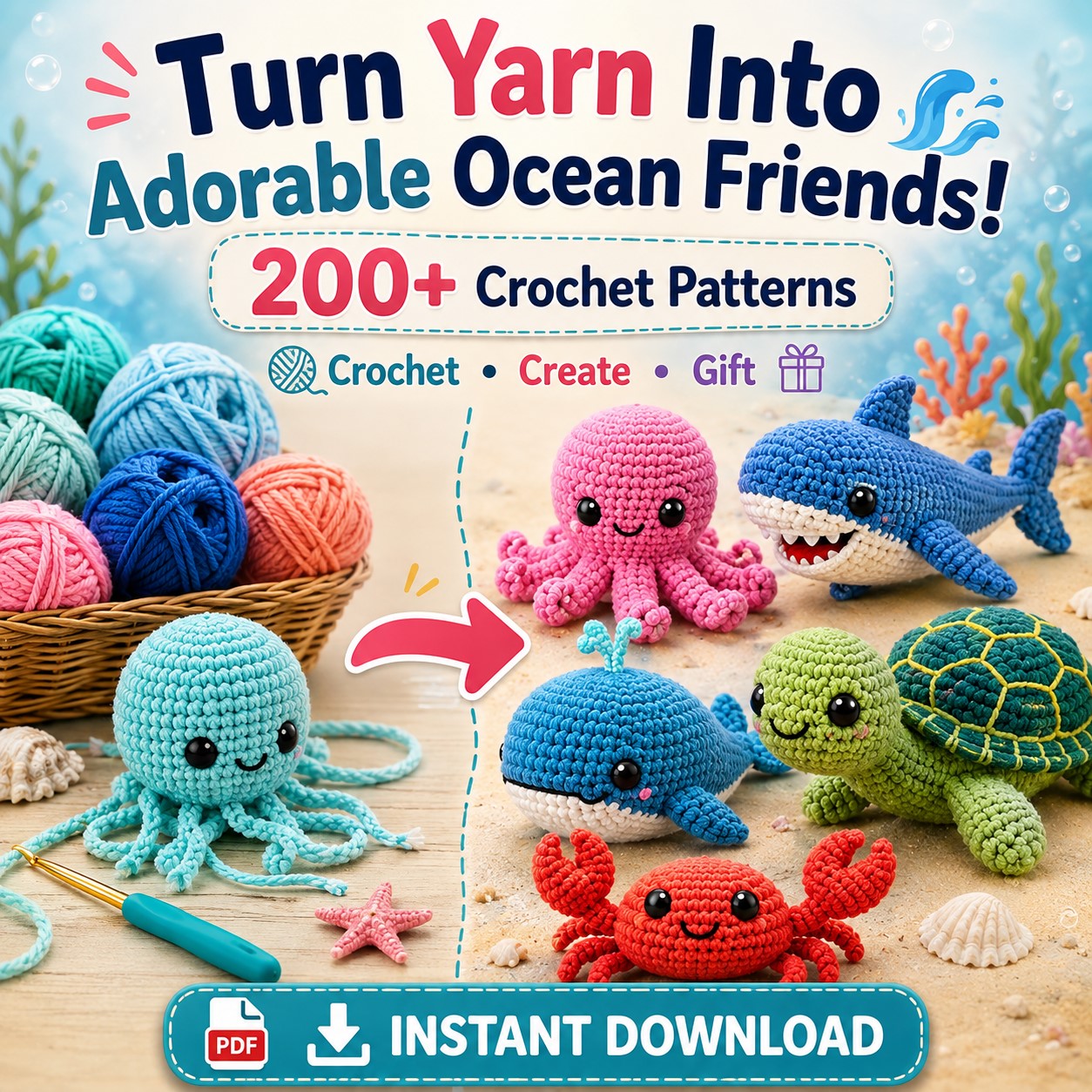 200 + Ocean Amigurumi Patterns (PDF)