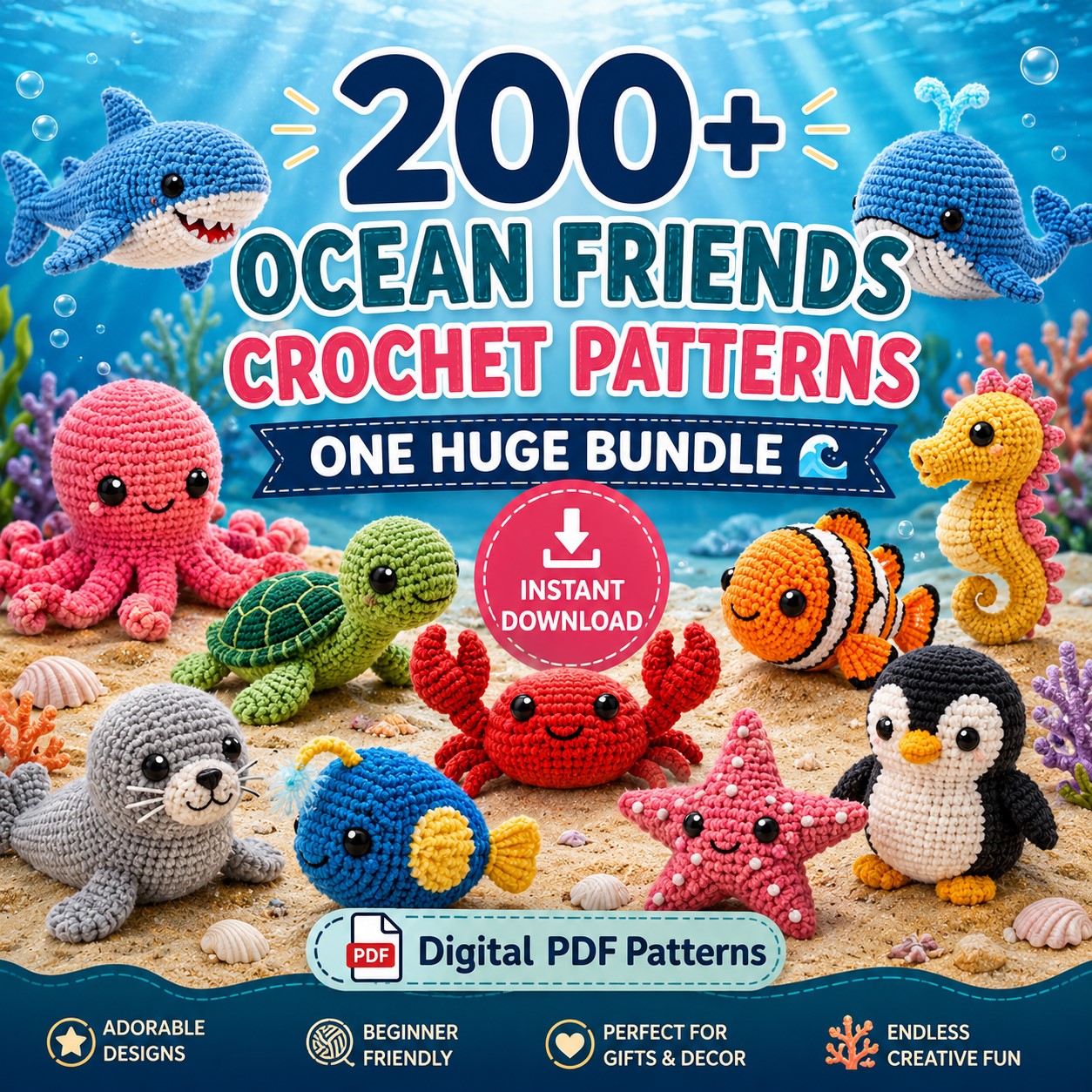 200 + Ocean Amigurumi Patterns (PDF)