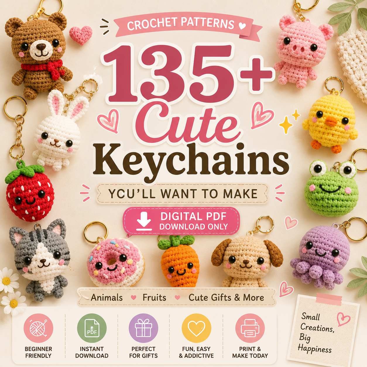 135 Keychain Amigurumi Crochet Pattern Bundle