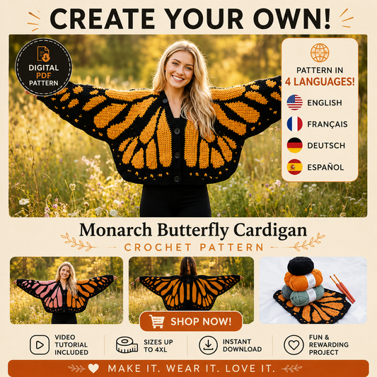 Monarch Butterfly Cardigan Crochet Pattern (PDF)