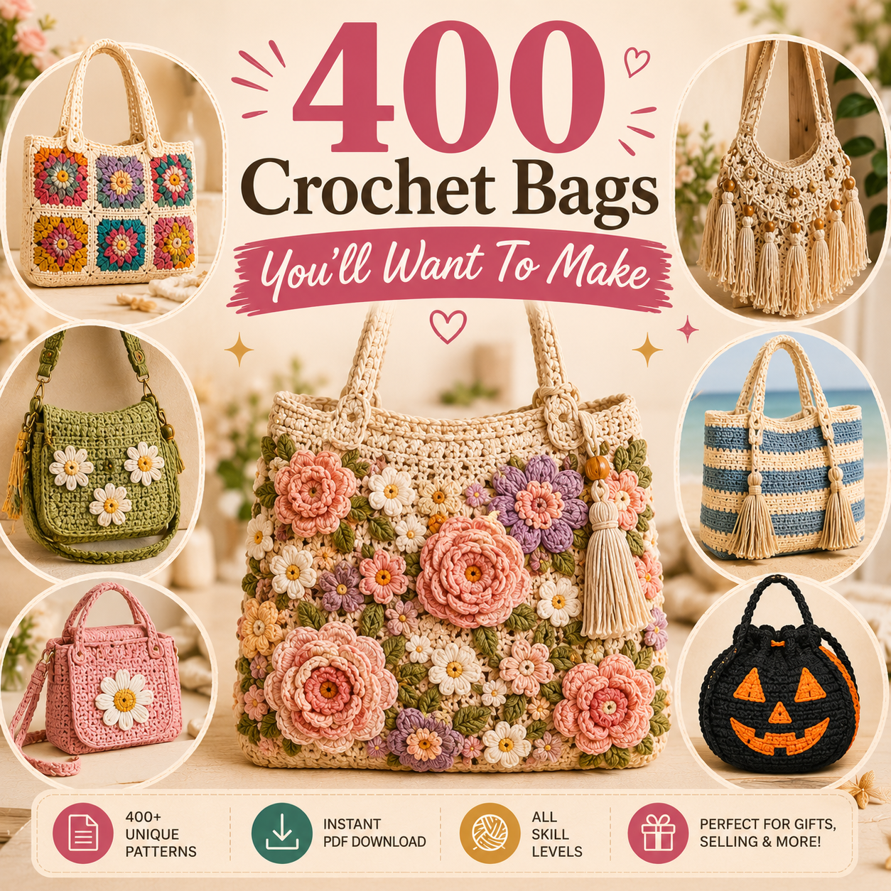 400+ Crochet Bag Patterns Bundle