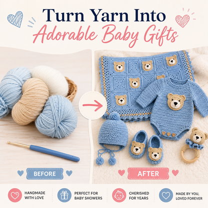 🧸✨ Crochet Baby Bear Set (5 Patterns + Videos) 👶🧶