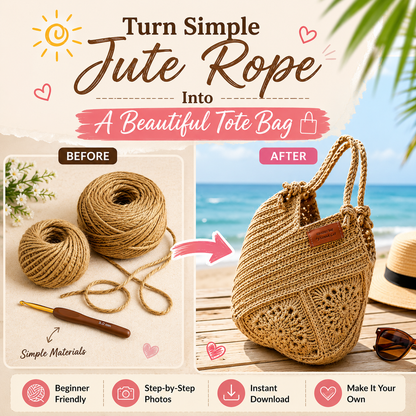 Jute Crochet Bag Pattern - Stylish Granny Square Tote Design