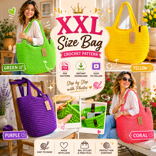 Crochet Bag Pattern XXL size Bag, Pattern PDF