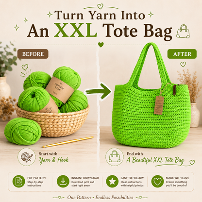 Crochet Bag Pattern XXL size Bag, Pattern PDF