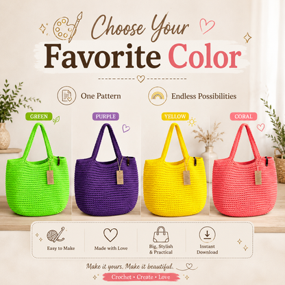 Crochet Bag Pattern XXL size Bag, Pattern PDF