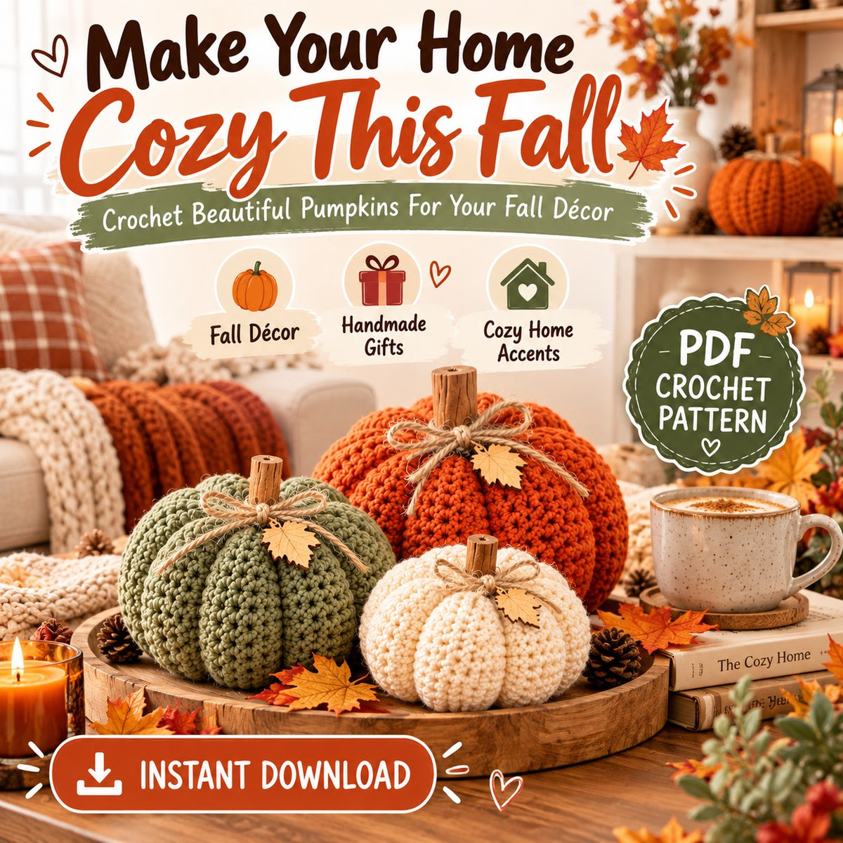 Easy Crochet Pumpkin Pattern – 6 Sizes + Video