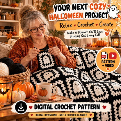 Ghost Granny Square Blanket Crochet Pattern + Video