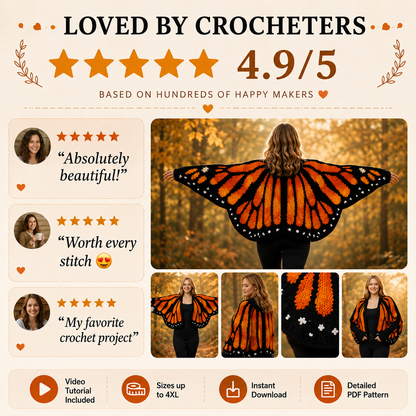 Monarch Butterfly Cardigan Crochet Pattern (PDF)