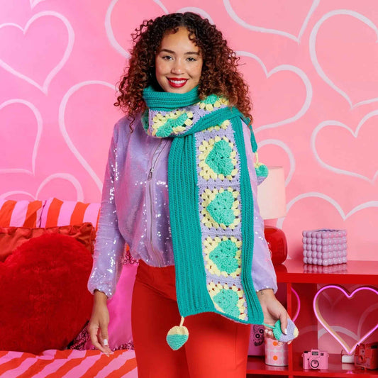 Red Heart Hearts All Around Crochet Scarf Red Heart