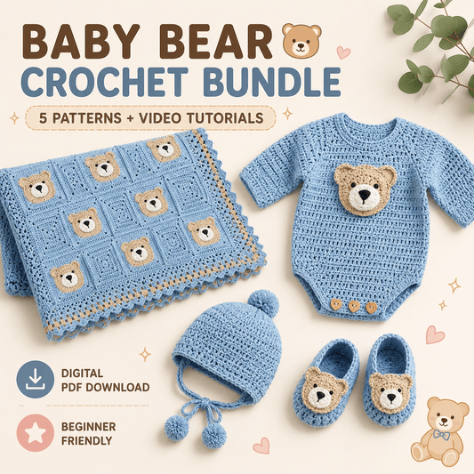 🧸✨ Crochet Baby Bear Set (5 Patterns + Videos) 👶🧶 - crochetnook.net