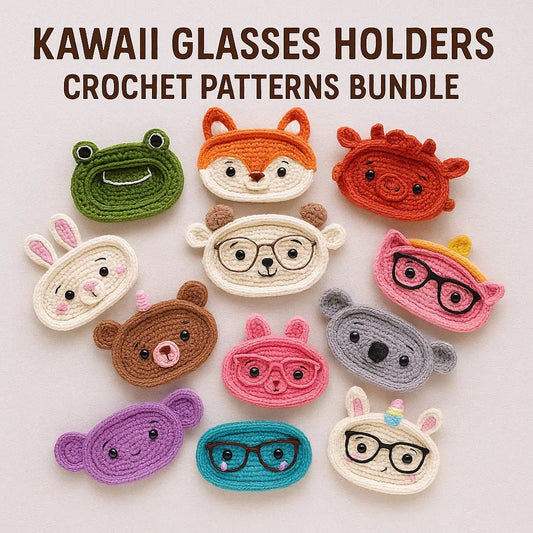 Kawaii Glasses Holders Crochet Patterns Bundle The Crochet Nook