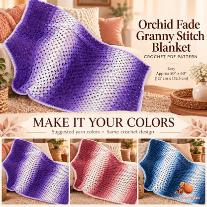 Suggested alternative yarn colors for the same Orchid Fade Granny Stitch Blanket crochet construction; color inspiration.