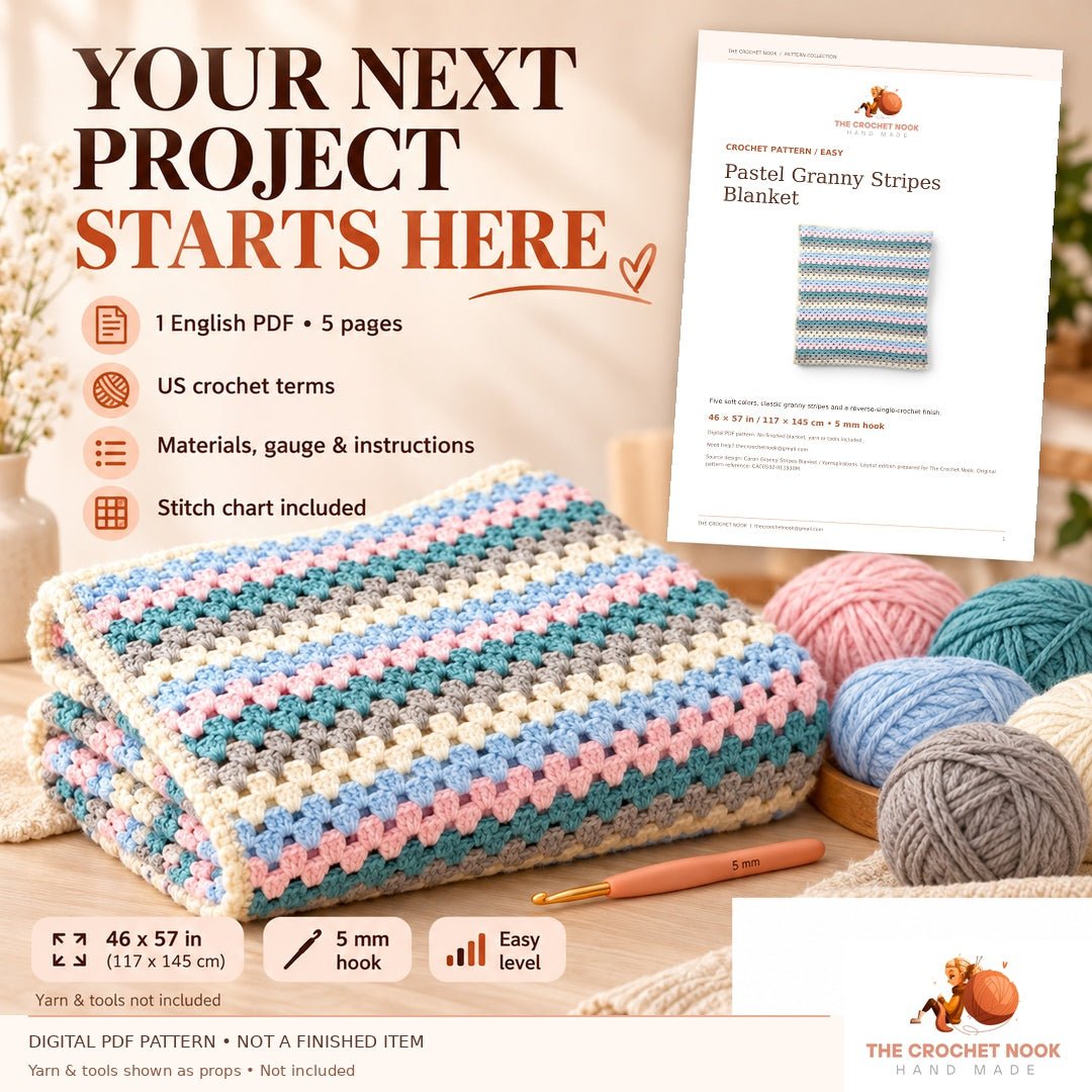 Pastel Granny Stripes Blanket — PDF pattern contents — digital PDF pattern, not a finished item