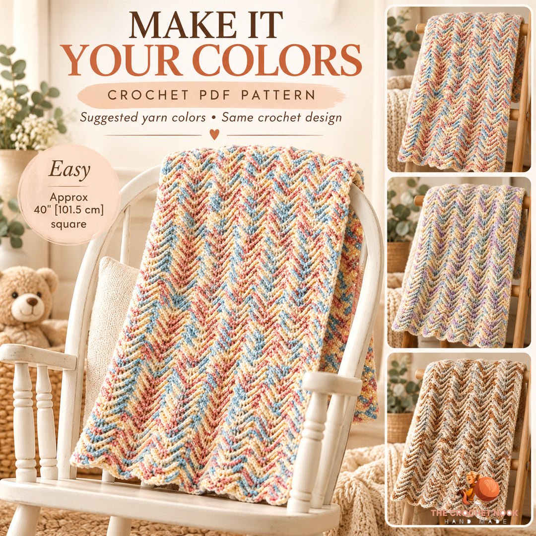 Suggested alternative yarn colors for the same Rainbow Ripple Texture Baby Blanket crochet construction; color inspiration.