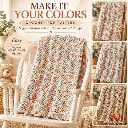 Suggested alternative yarn colors for the same Rainbow Ripple Texture Baby Blanket crochet construction; color inspiration.