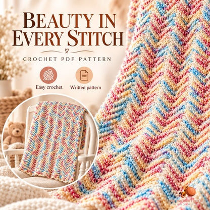 Close-up of the original Rainbow Ripple Texture Baby Blanket stitch texture and crochet design.