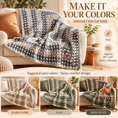 Suggested alternative yarn colors for the same Silver Frame Rectangle Granny Blanket crochet construction; color inspiration.