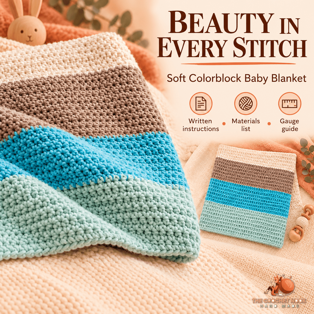 Close-up of colorblock blanket crochet stitches