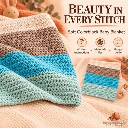 Close-up of colorblock blanket crochet stitches