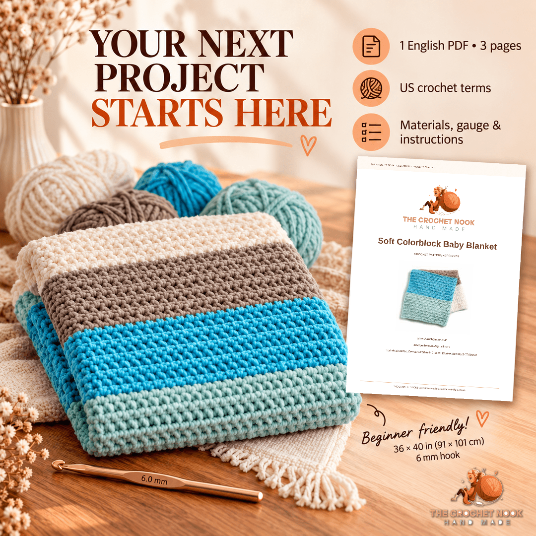 Yarn, crochet hook and actual digital PDF pattern preview